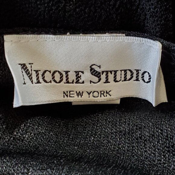 VTG Nicole Studio Long Maxi Dress Women's 16 Black Knit Long Sleeve Pullover - Picture 3 of 10